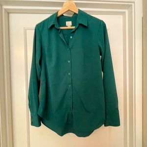 Dark green button-up blouse